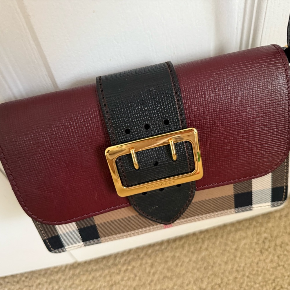 Burberry Red and Black Crossbody Bag with Checkered Design